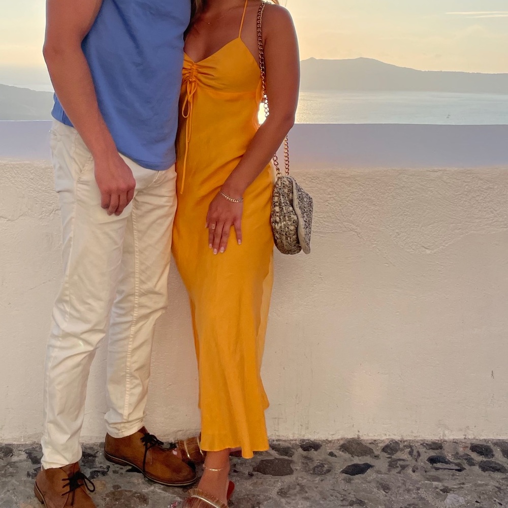 Zara orange midi dress